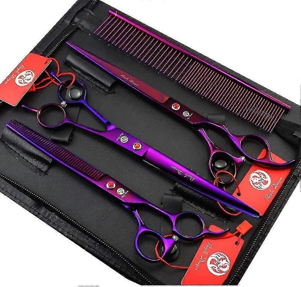 8.0" Titanium Multicolor Professional Pet Grooming Scissors Set,straight &thinning &curved Scissors 
