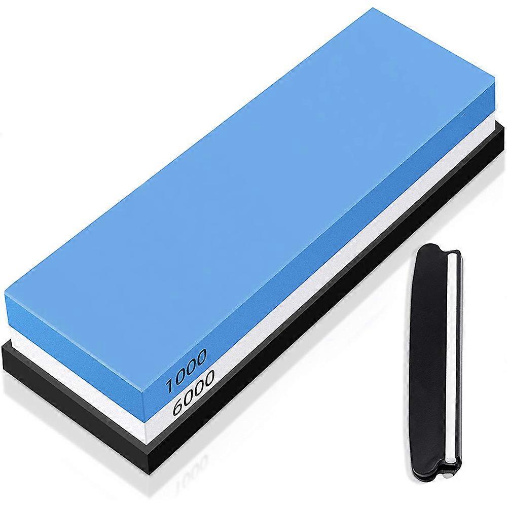 Knife Sharpening Stone 1000/6000 Grit,2-In-1 Dual Sided Whetstone ,Water Stone with Non-Slip Silico