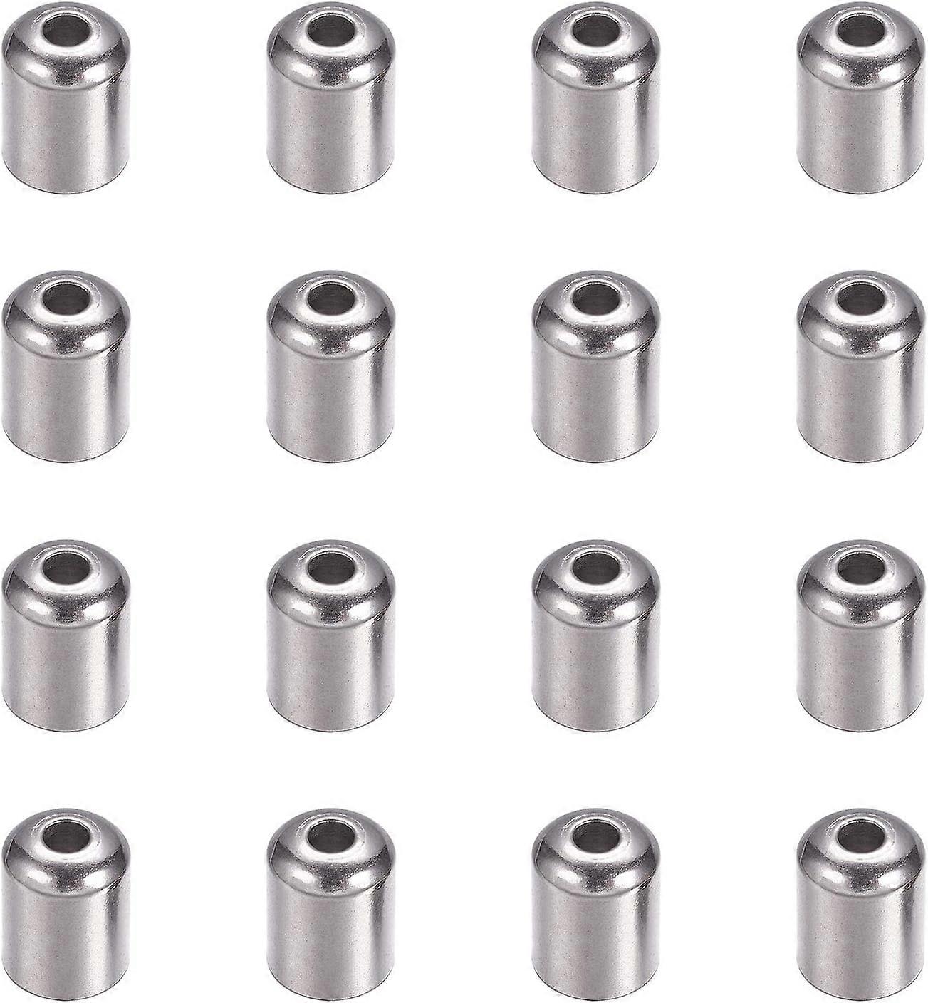 50pcs 4mm Column End Caps Stainless Steel Cord Ends Leather Cord End Caps Cord End Caps Terminators Cord Finding for Jewelry Making Kit Stainless Stee