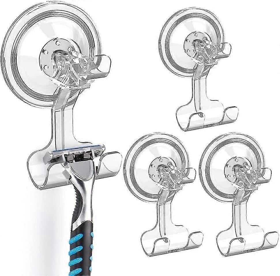 Shower Suction Cup Hooks 4 Pack Razor Holder Removable Reusable