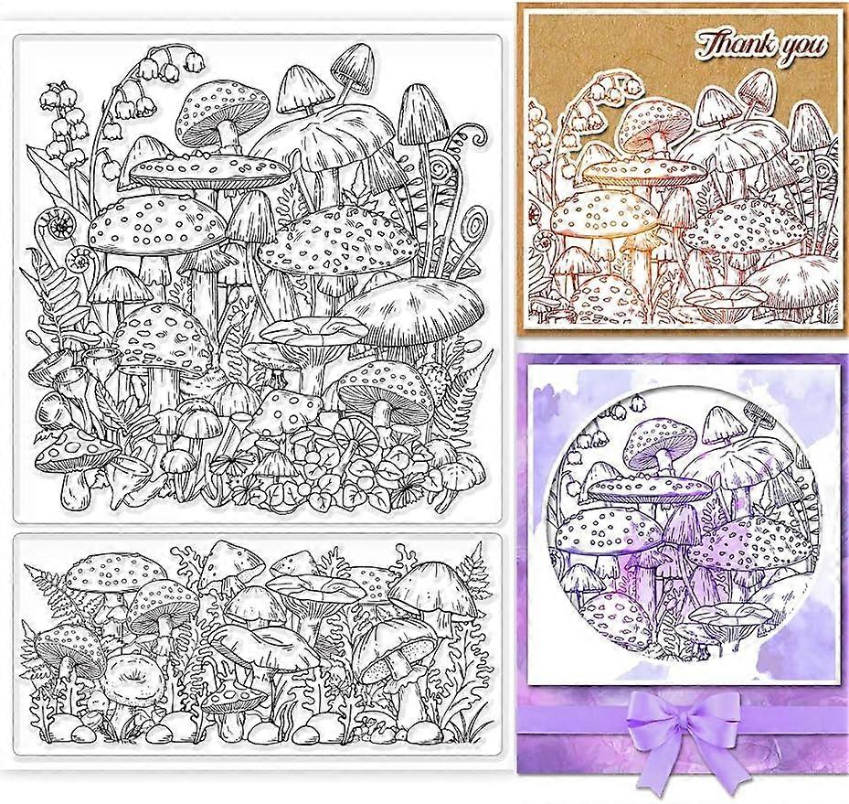 1Sheet Mushroom Background Silicone Clear Stamp