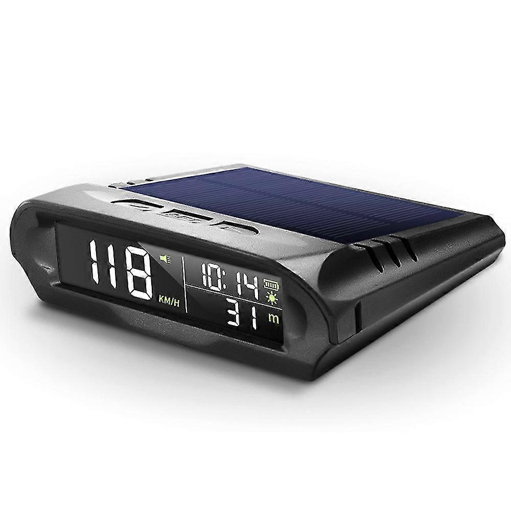 Car Wireless Hud Headup Display Solar Gps Digital Speedometer With Lcd Screen Overspeed Alarm Kmh/mp