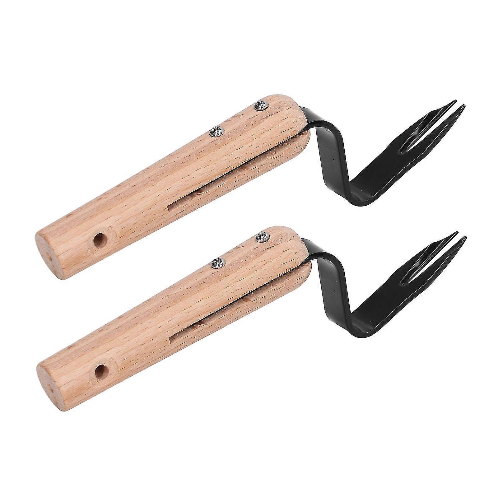 GardenWeedingForkswithWoodHandle-2Pack,ForkedHeadHandWeedersforPullingandRemovingWeeds,TrimmingToolsforPlantingGadgets