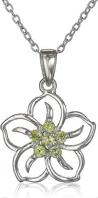 Sterling Silver Gemstone Flower Pendant Necklace