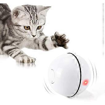 Cat Leker, Toy Ball med LED-lys, 360 graders automatisk rotasjon og USB-lading Interaktive katteleker for kjæledyrhundkattunger (hvit)