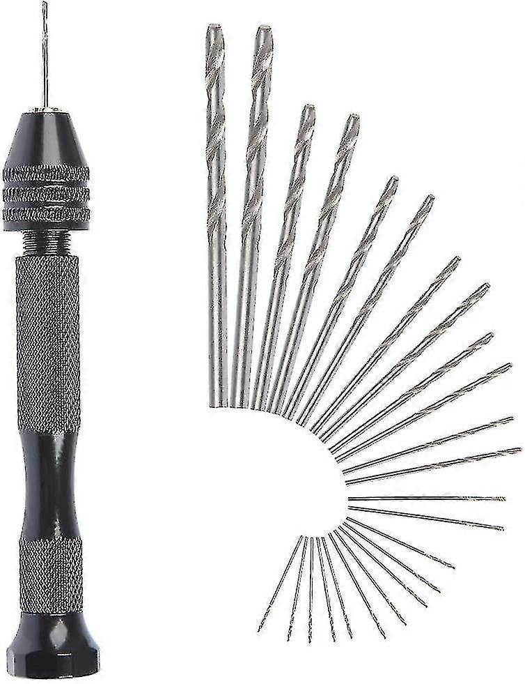 2024 Mini Hand Drill Twist Drill Bits +25 Micro Twist Drill Bits Cordless Aluminum Pin Vise Rotary Tools Twist Drill Bits Adjustable Pyrography Home P