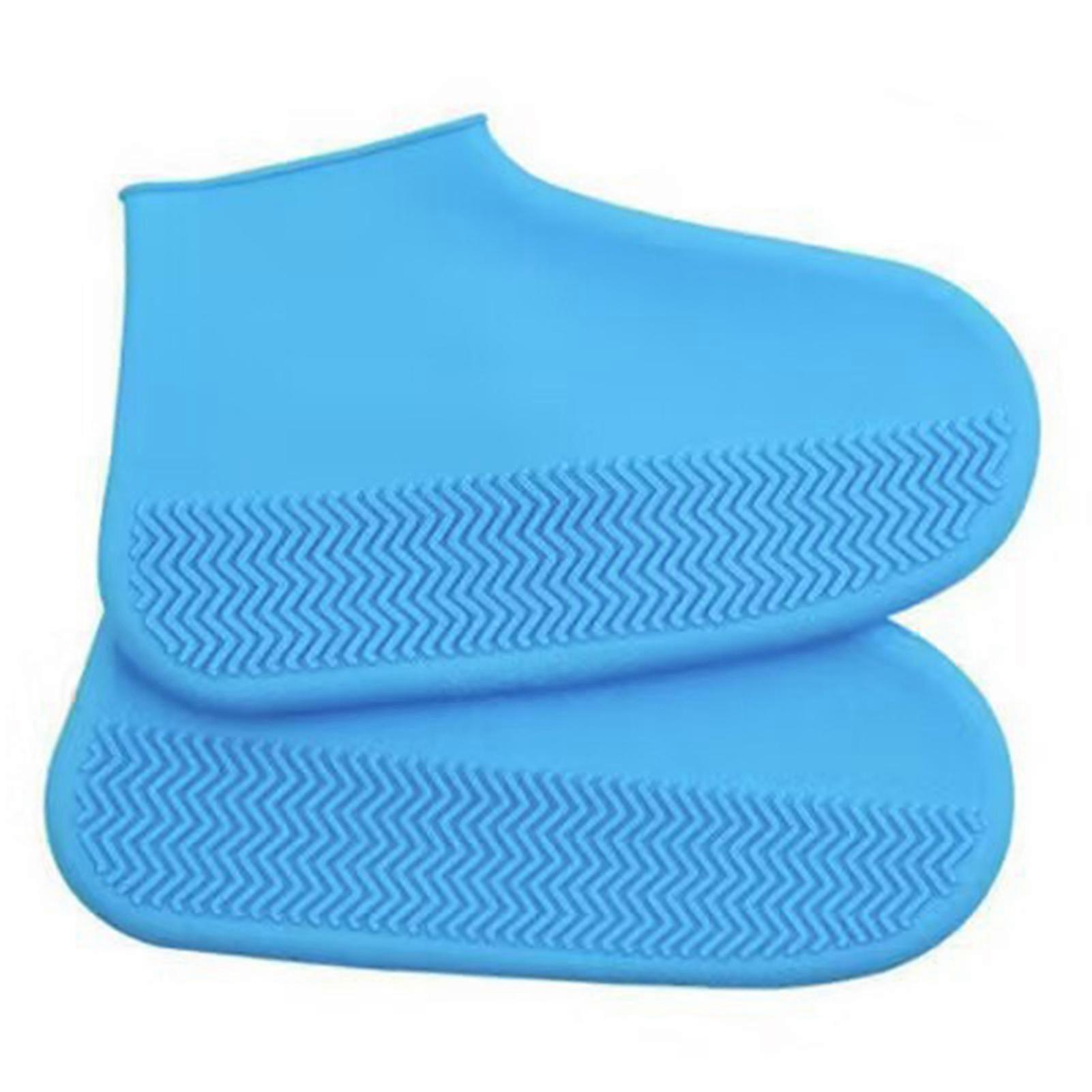 2 Pairs Waterproof Non-Slip Silicone Shoe Covers for Adults and Kids - Rain and Snow Overshoes for Outdoor Activities
