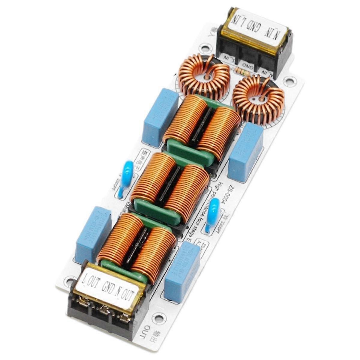 Filtre EMI 10A Suppresseur d’interférences électromagnétiques à 4 étages Amplificateur audio EMC de puissance commune Pur
