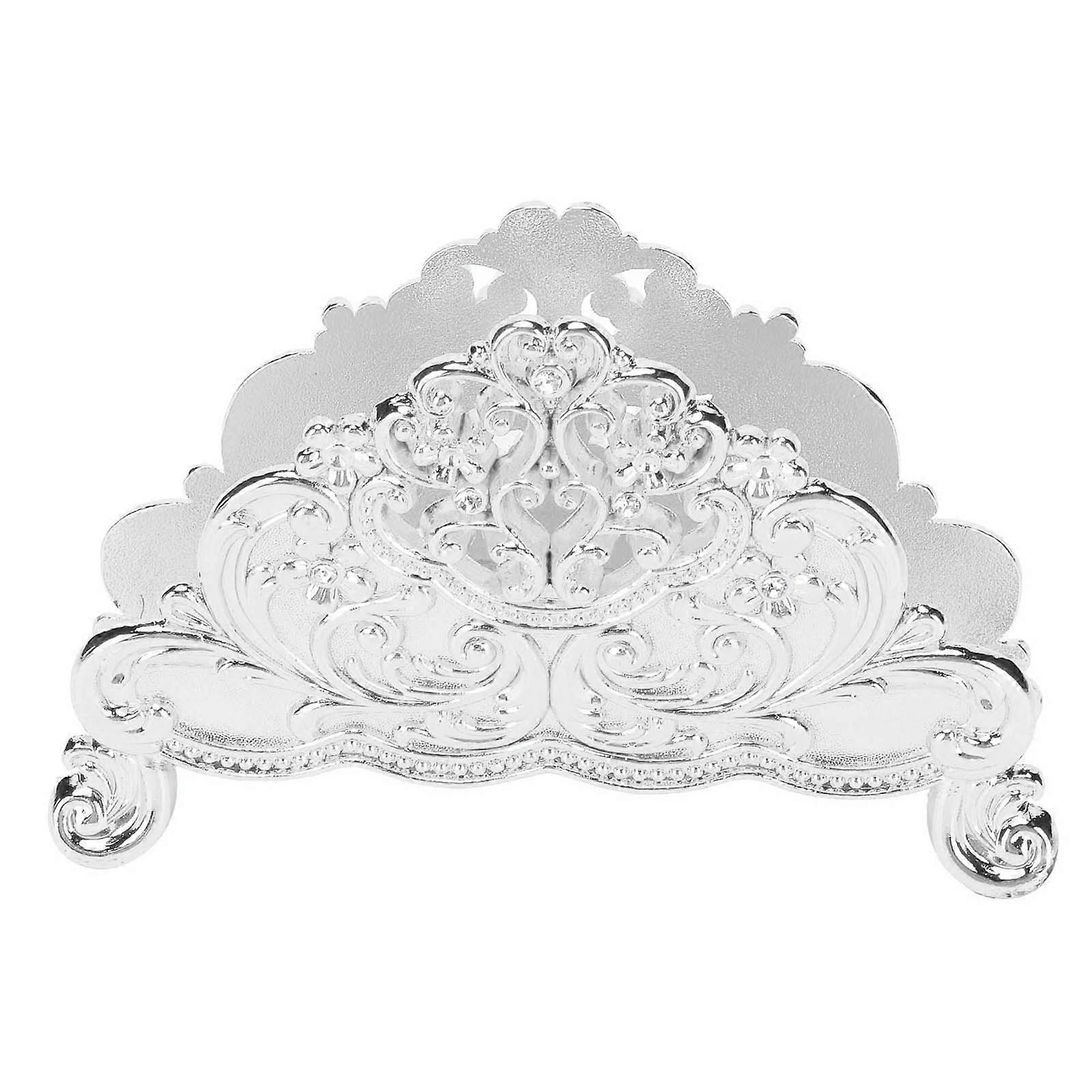 Napkin Holder European Style Metal Hollow Flower Pattern Paper Tissue Holder Freestanding Paper Napkin Dispenser Silver