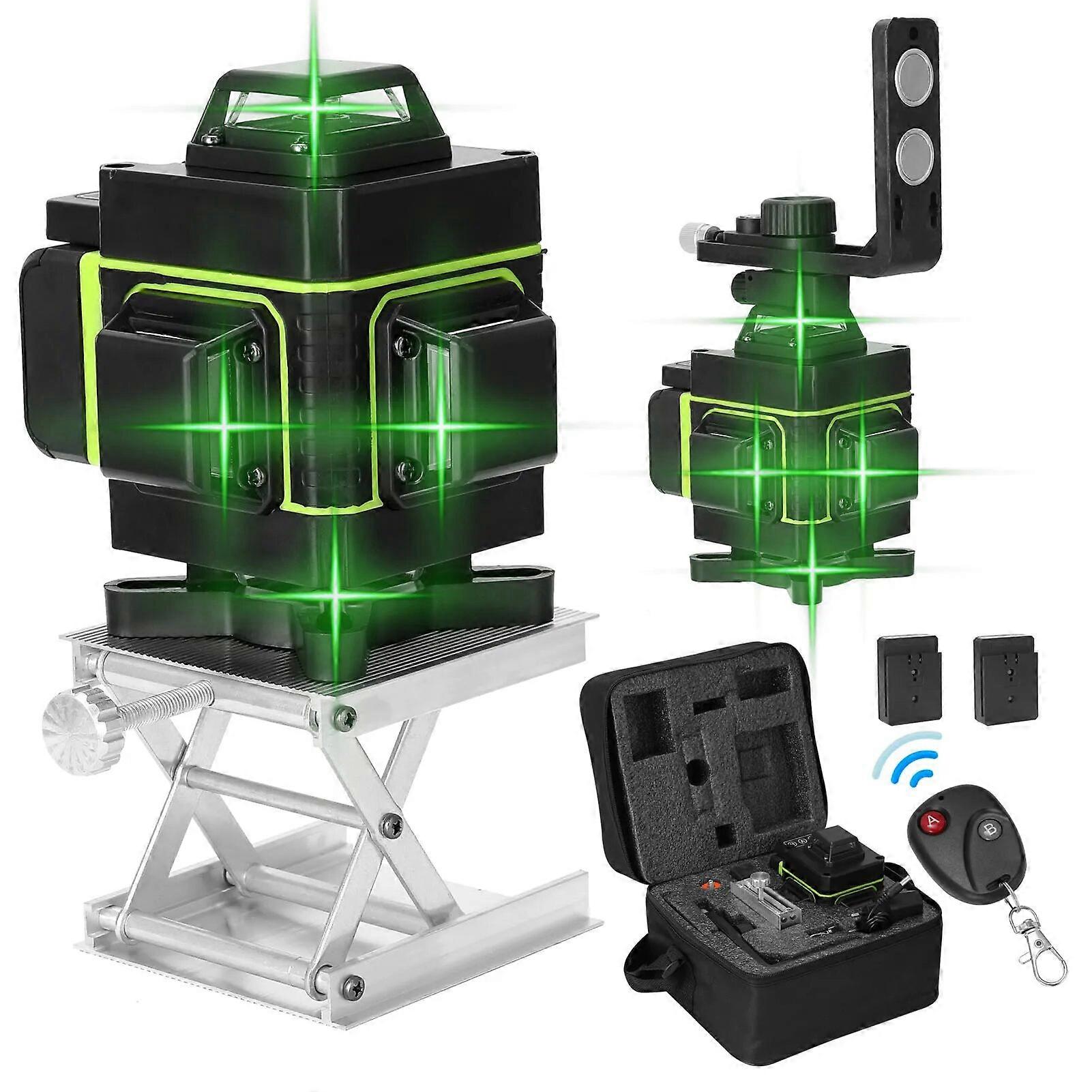 LCD 4D 16 Lines Laser Level Tool Vertical Horizontal Line 3 Self-leveling with Laserline Brightness Adjustable Function