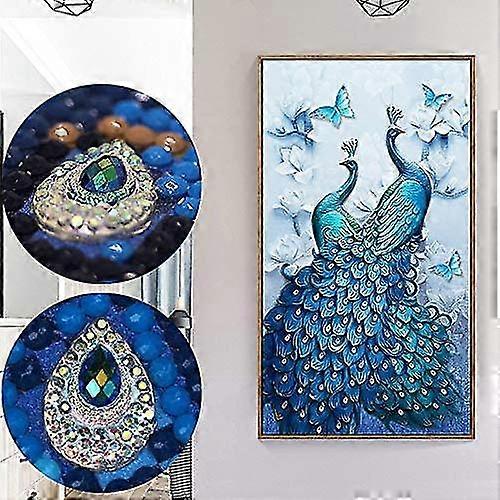 2023 - 5d Diamond Painting Kit, Diy Peacock Pattern, Handmade Adhesive Picture With Digital Sets