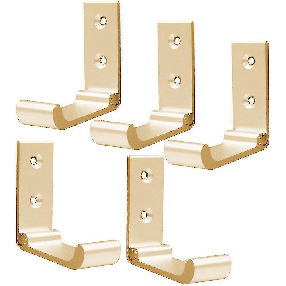 Pack Of 5 Folding Hooks Wall Towel Hooks Coat Hooks 90 Foldable-gold-
