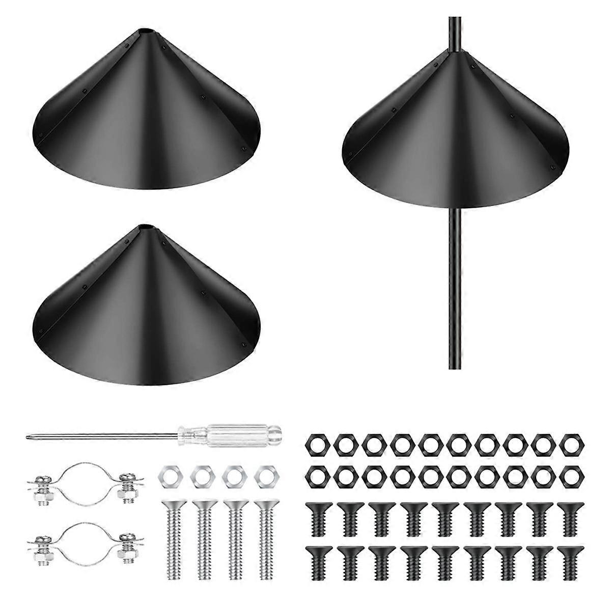 2 Pack Squirrel Baffle for Bird Feeders - Black Plastic Guard to Keep Squirrels Off, Fits Shepherd