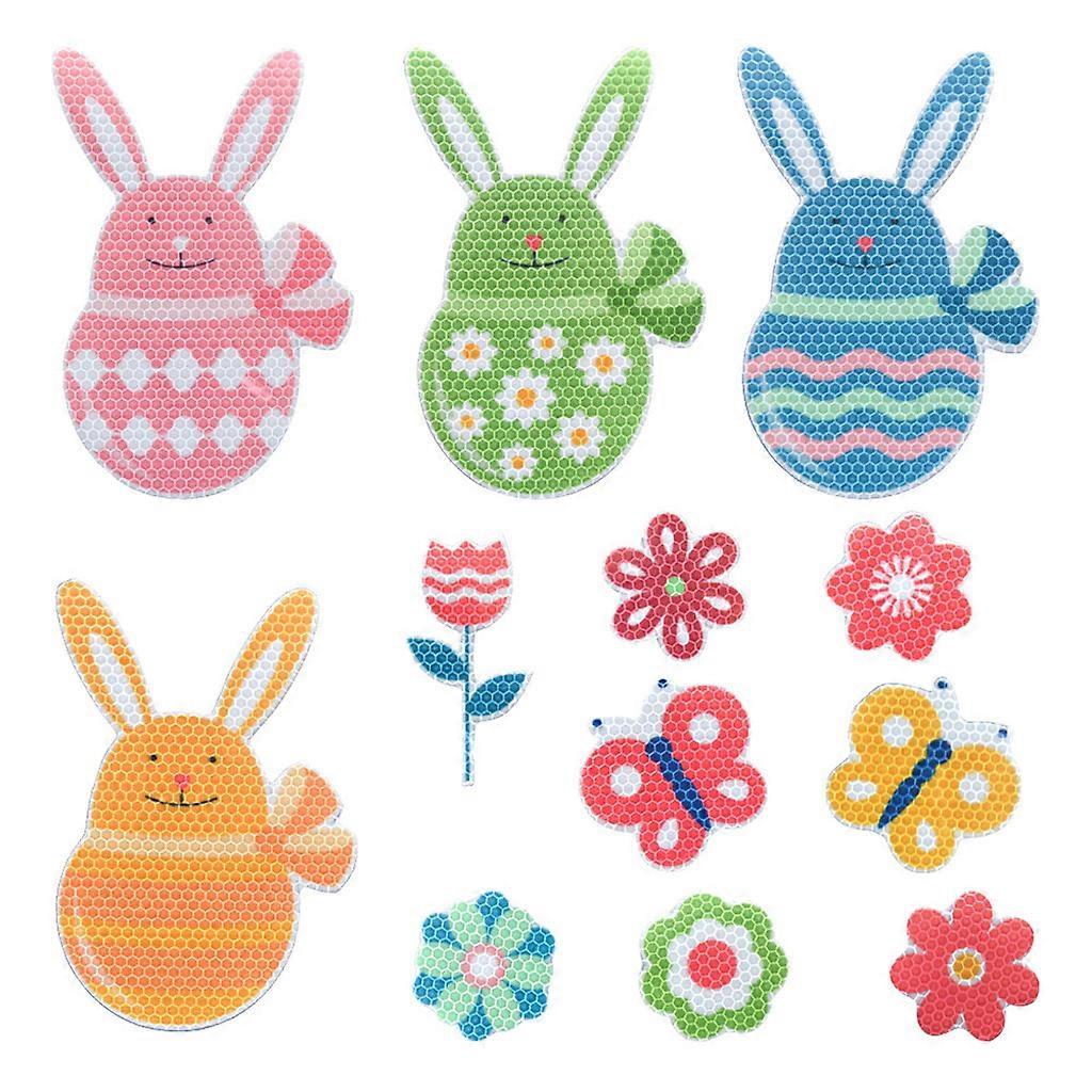 1 Set Easter Bunny Reflective Magnet Car Decorations Easter Eggs Flowers Sticker