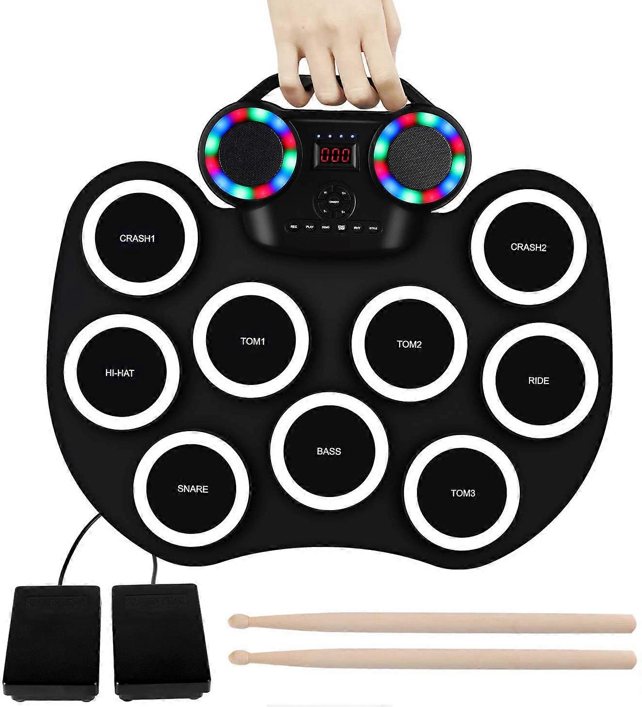 WERSI portable electronic drum, hand-rolled electronic drum, flashing light, Bluetooth drum, built-in lithium battery, with horn