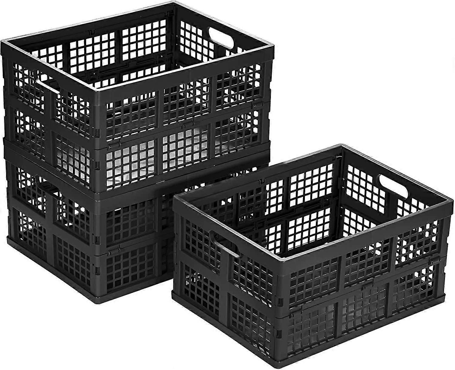 34l Large Plastic Folding Storage Crates,collapsible Crates For Storage