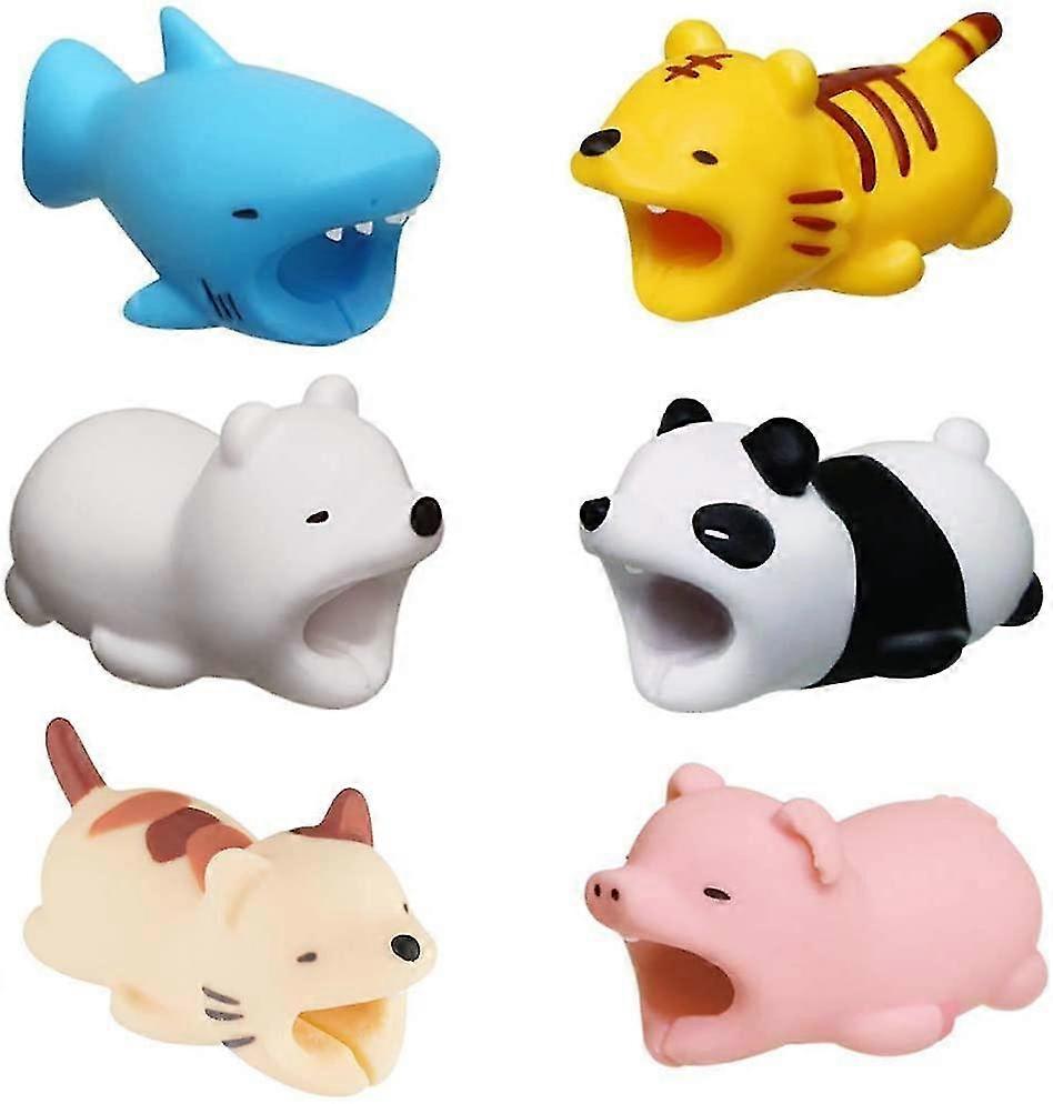 6 Pack Cute Animals Cable Protector, Animal Cable Chewers Cable Accessories Phone Cables Protects,random