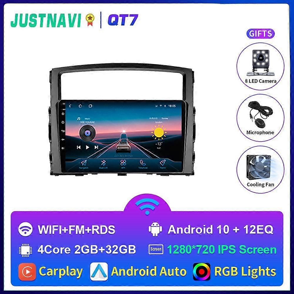 QT10 Android 10.0 Lecteur d’autoradio pour Mitsubishi Pajero 4 V80 V90 2006-2014 GPS Navigation Stéréo DSP Carplay No 2 din