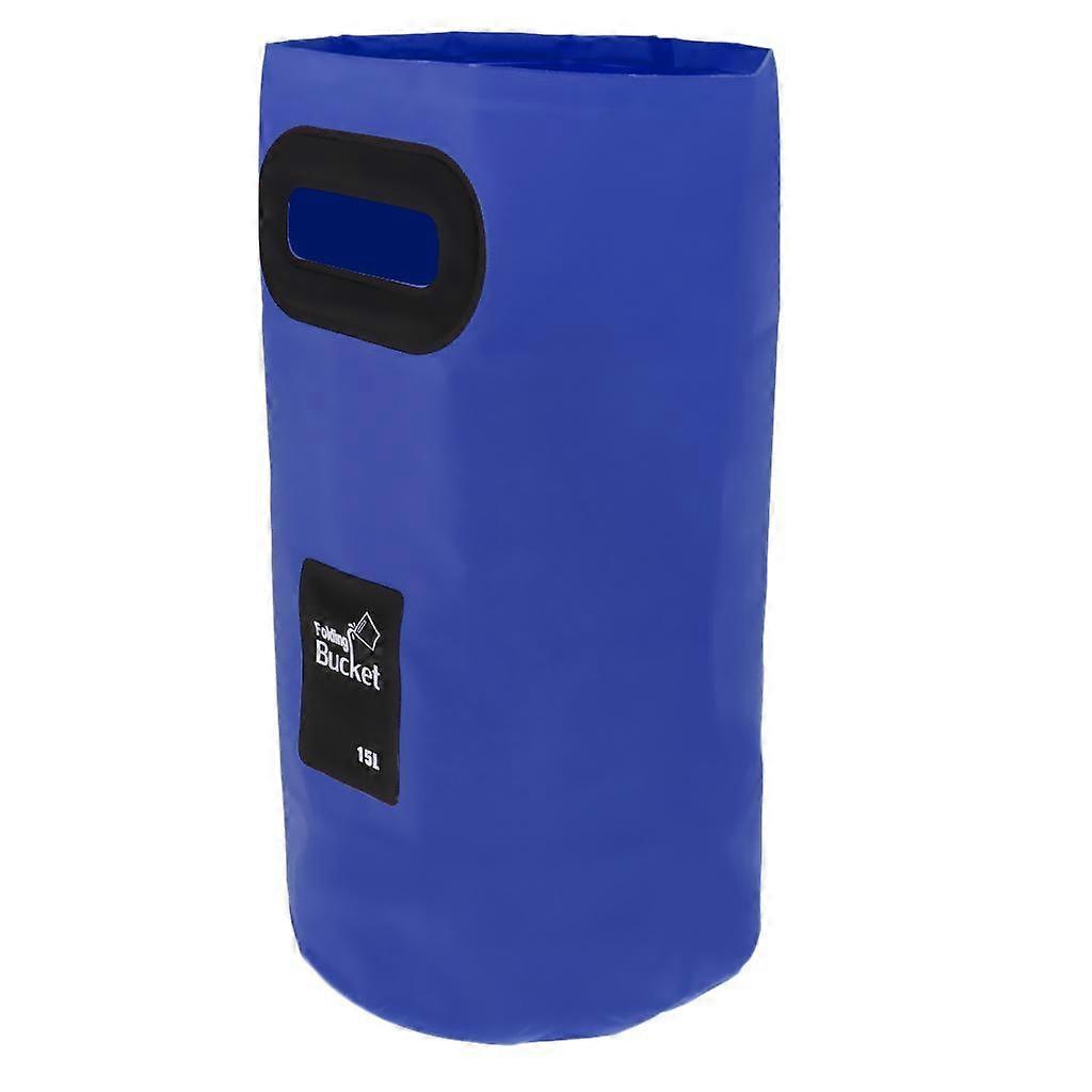 Camping Folding Storage Bucket Outdoor Barrel with Carry Handle Dark Blue