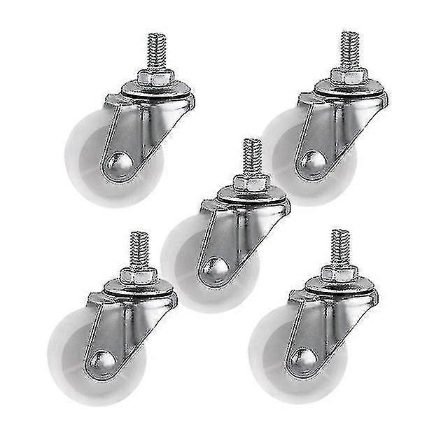 5 Pcs/lot Casters 1.5 Inch White Pp Screw Universal M6 Thread Roller Diameter 4cm Display Frame Wheel