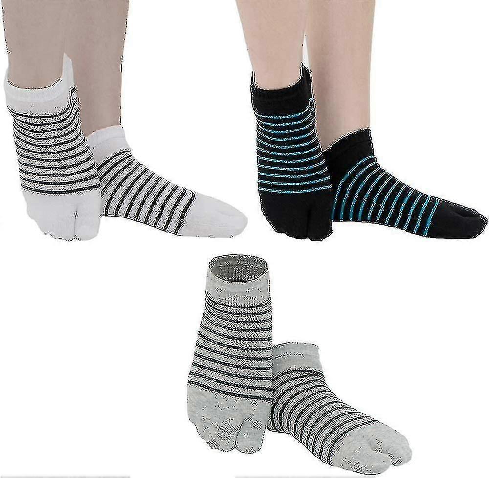 Unisex Flip Flop Socks  Split Toe Geta Wicking Cotton/sandal Socks, 3 Pairs