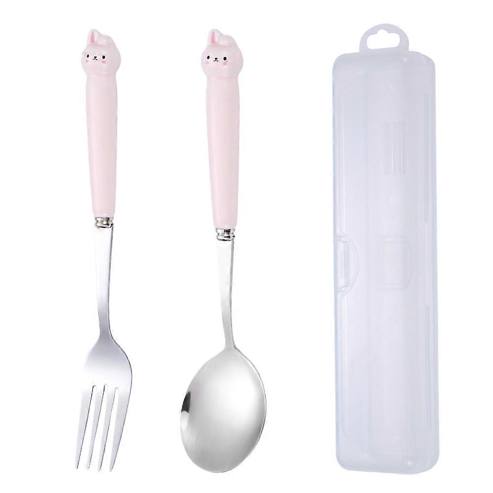 2-Piece Kids Utensils Set with Case, Children Fork And Spoon Set