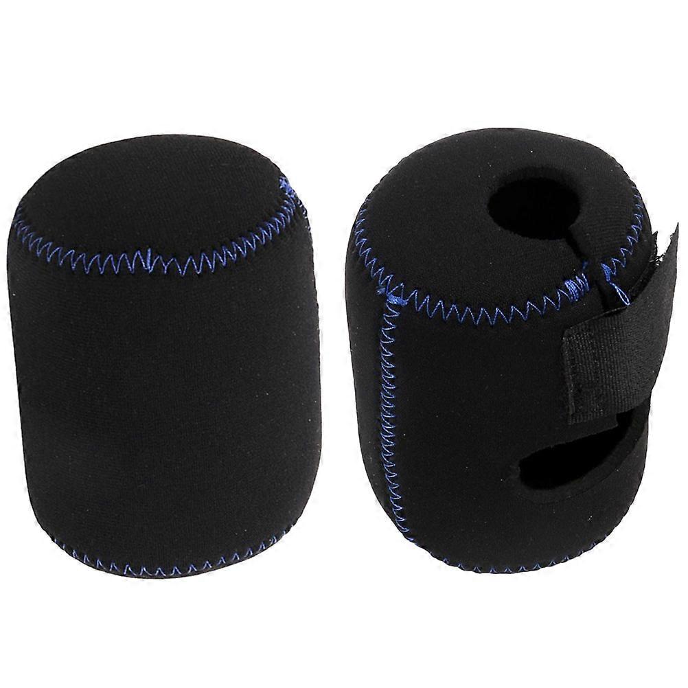 2pcs רב פונקציה תיק סליל דיג גלגל שרוול הגנה על תוף תיק אלסטי ציוד דיג - F42 עגול (שחור)