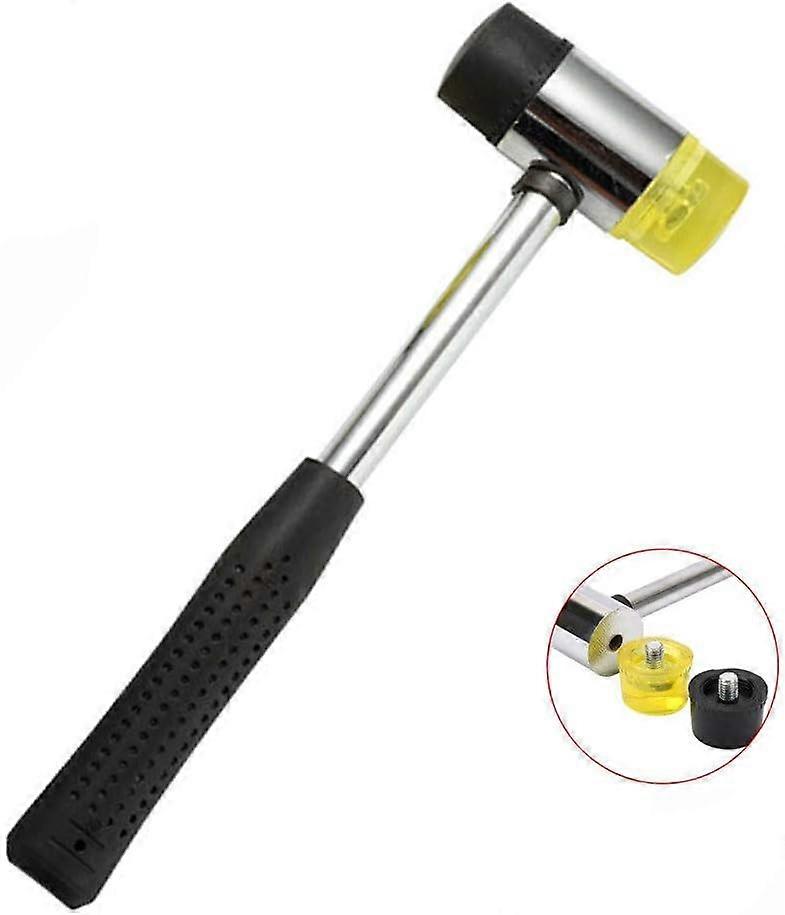 Rubber Hammer Mallet Soft Rubber Hammer Nylon Dual Head Replaceable Hammer with Non-Slip Rubber Handle for Jewelry DIY Craft (30MM) (black 1pc)