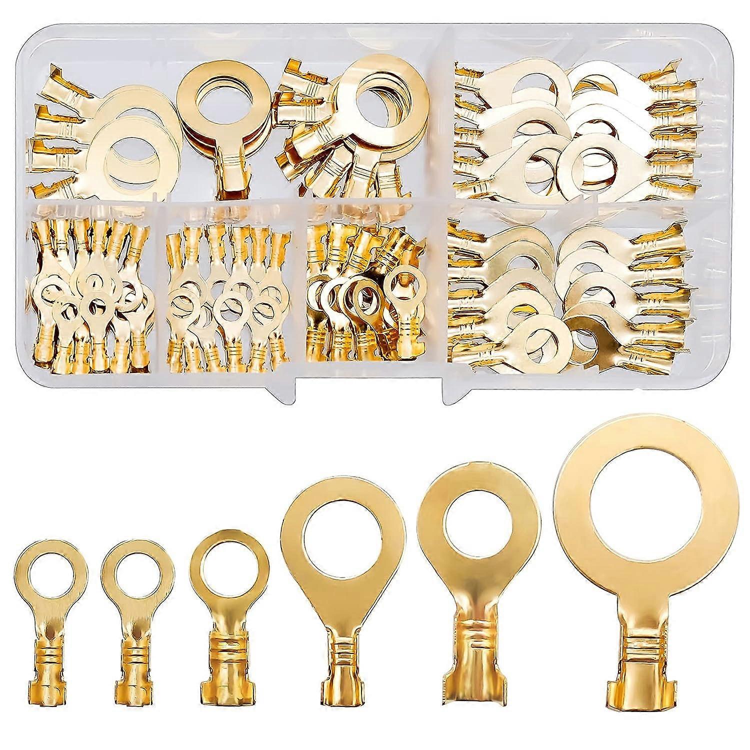 150Pcs Lug Terminals Electrical Open Spade Copper Ring Terminals Cable Crimp Con ^