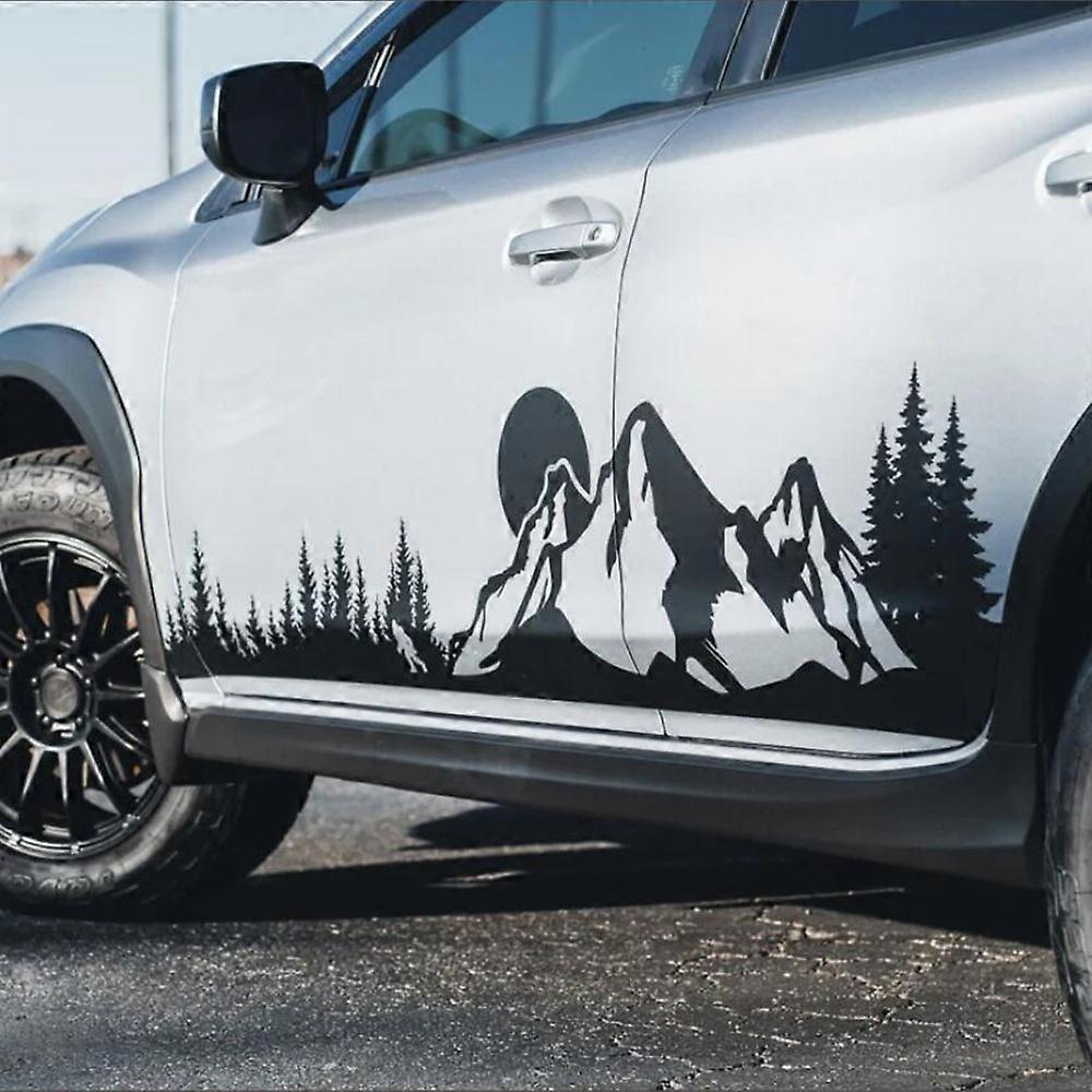 Large Sasquatch Mountain Trees with Sun Body Side Car Sticker Decal Forest Landscape Auto Vehicle Vinyl for Jeep Camper RV SUV