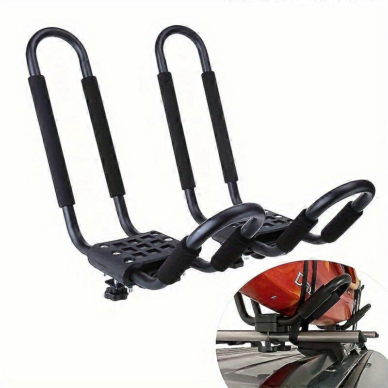 2pcs/4pcs J-Bar Kayak Roof Rack, Universal Car Top Mount Carrier For Canoe, SUP, Surfboard, Foldable Travel Kayak Holder With 4 Tie-Down Straps, Suita