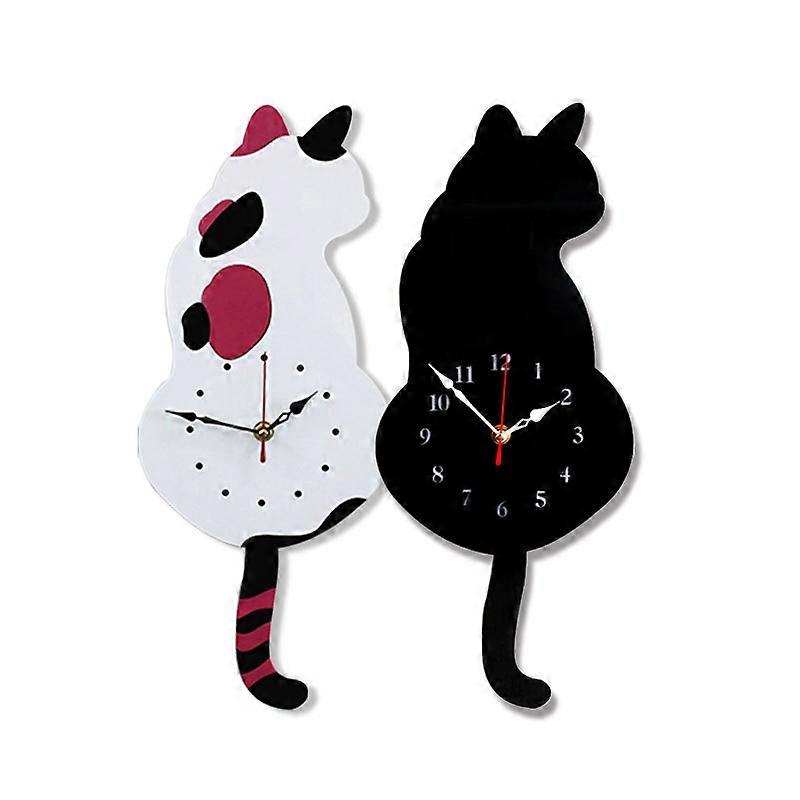 Cat Wagging Tail Wall Clock,Silent cat Tail Clock with Wagging Tail,Creative Cute Cat Pendulum Clock,Cat Lovers Decor