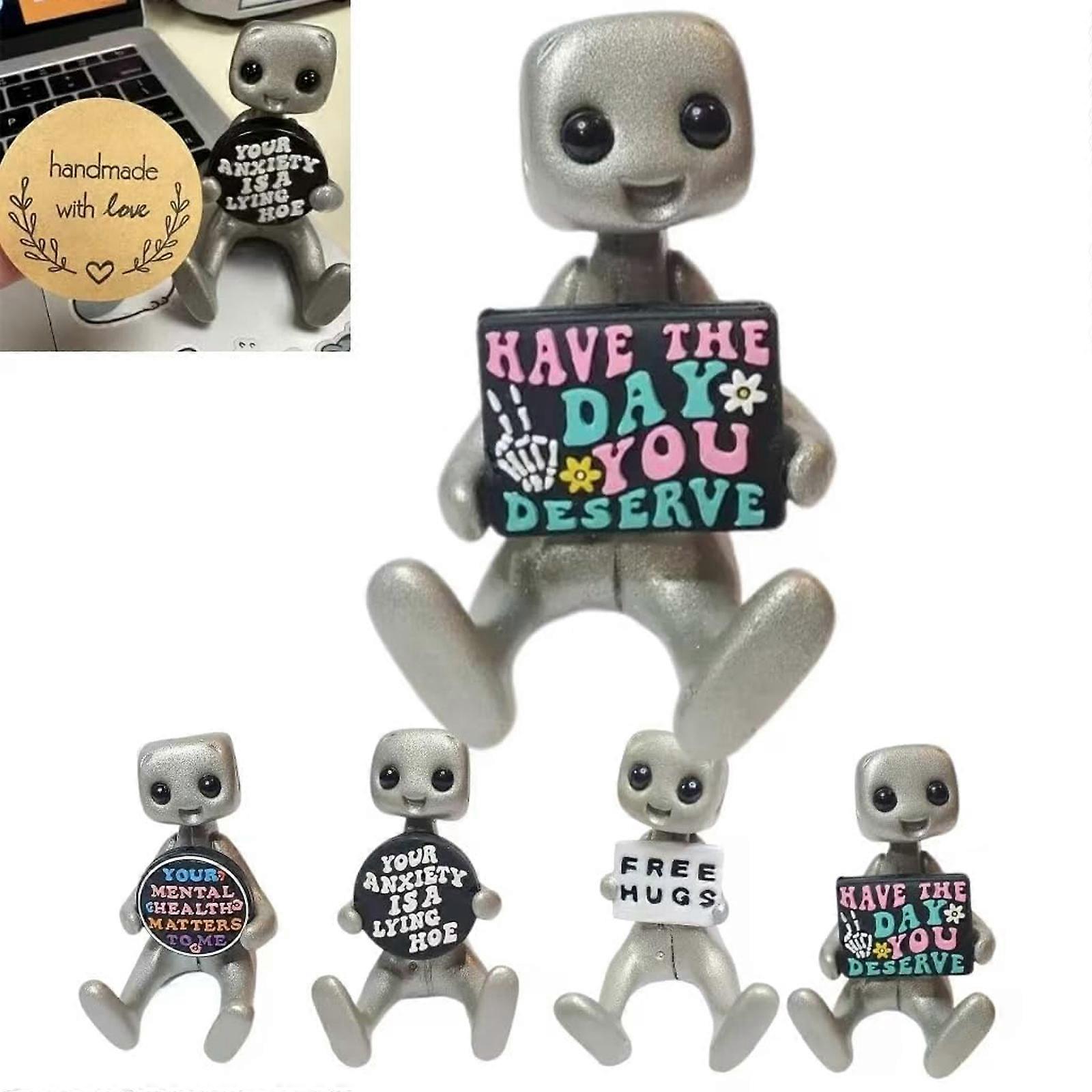 Your Anxiety is A Lying H*e Robot Figurine Art Toy Mental Health Kawaii