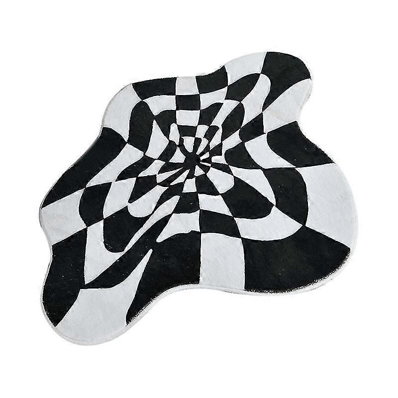 Creative Chessboard Pattern Door Mat Good Absorption Anti-wear Imitated Cashmere Floor Mat for Home