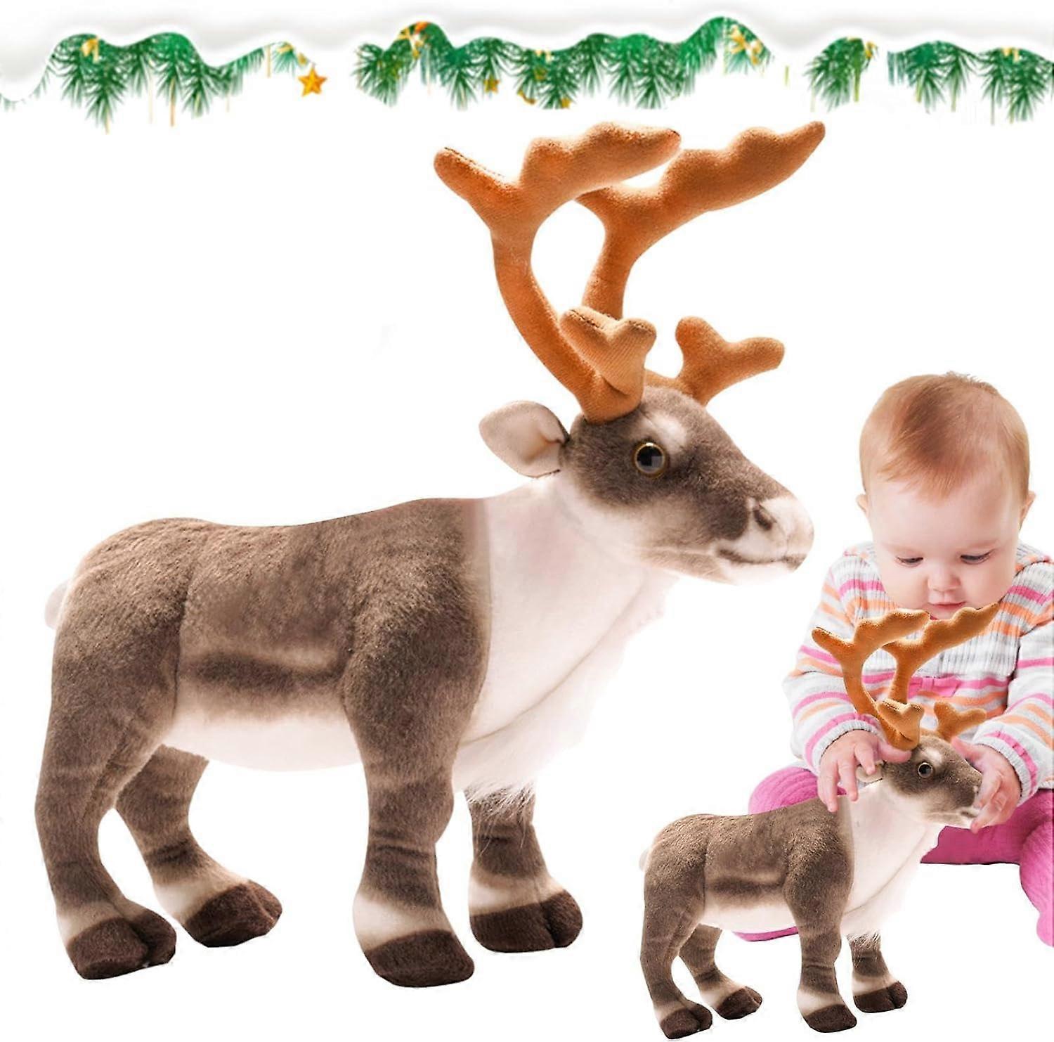Alce Di Peluche Natalizio 25 Cm - Renna Morbida Con Fiocco Rosso E Orecchie Verdi - Giocattolo Per Bambini E Decorazione Casa Per Natale - 5