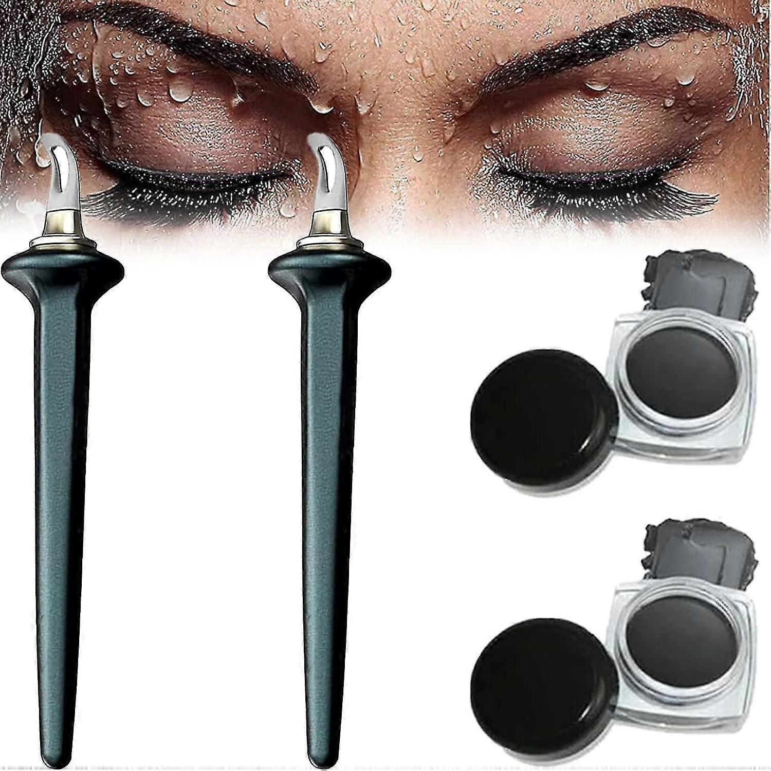 Eyeliner Applicator Kit, Silicone Eyeliner Tool With Eyeliner Cream, Reusable Silicone Eye Liner Tool Waterproof Eyeliner