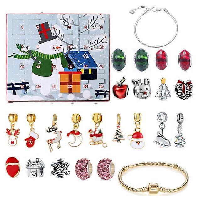 2024 Christmas Advent Calendar Bracelets Countdown Calendar Christmas DIY Jewelry Charm Making Set For Kid Christmas Themed Gift