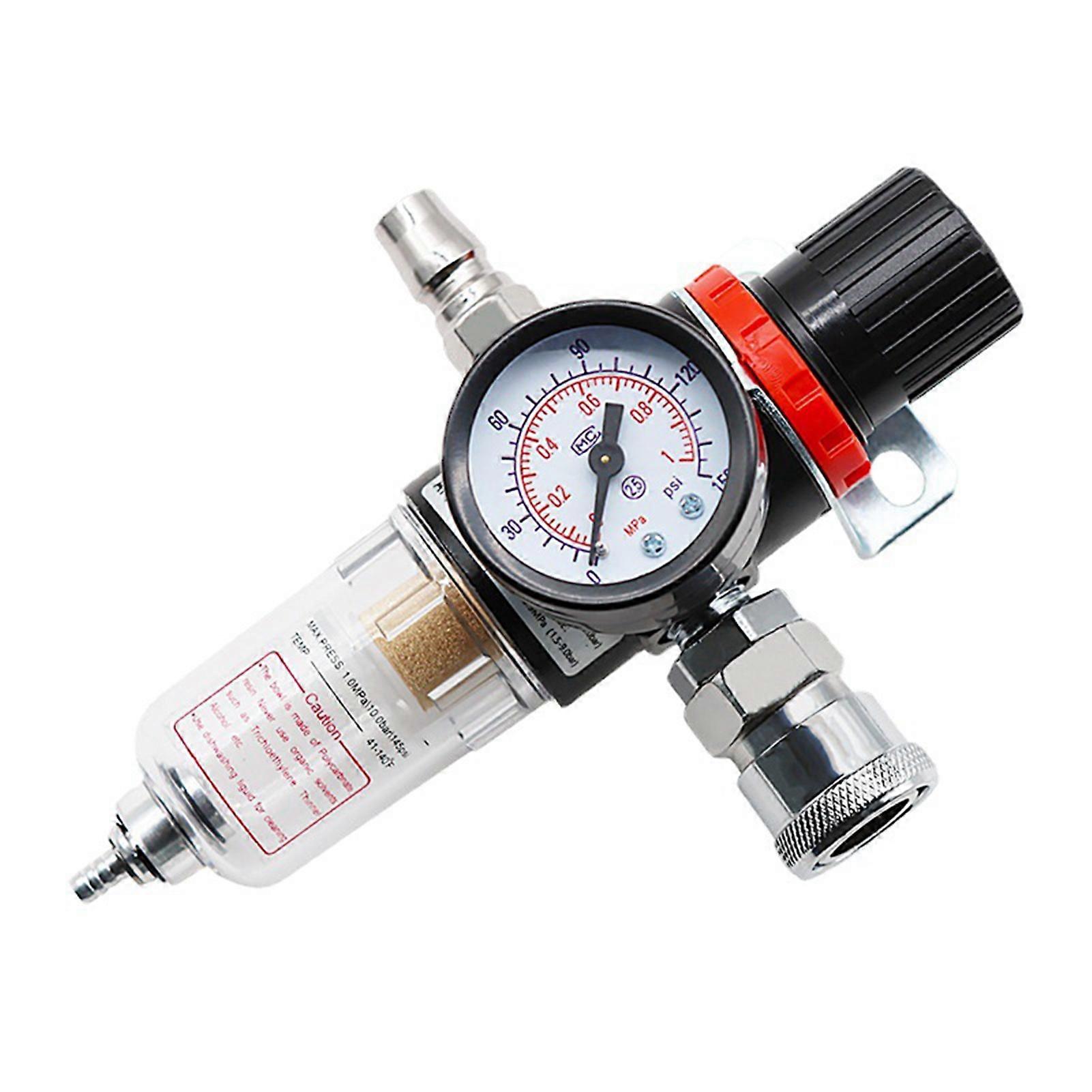 1/4in Compressed Air Pressure Filter Regulator Water Oil Separator with Gauge Bracket AFR2000