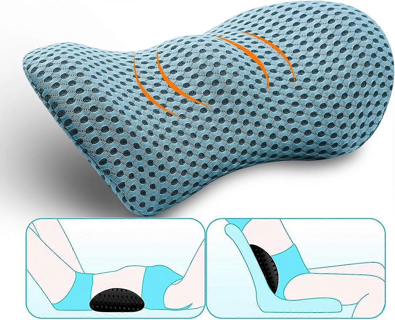 Lumbar Support Pillow for Office Chair and Car Seat, Memory Foam Lower Back Pillow, Cushion for Low Back Pain Relief (Blue, Mesh)