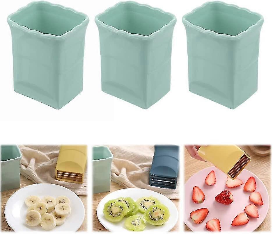 3pcs Cup Slicer, Fruit Slicer Egg Slicer Stainless Steel Strawberry Slicer, Quickly Making Fruit Vegetable Salad Cutter Green