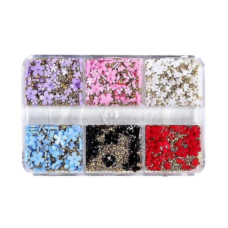 6-comment Box Size Resin Flower Accessories Set With Silver Bead