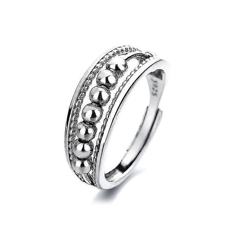 Anillo de estrés de plata ajustable con cuentas giratorias
