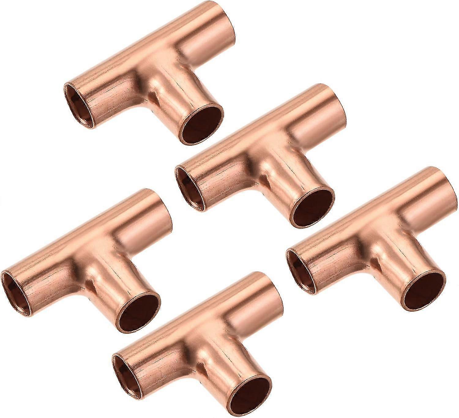 Copper T Fitting 3 Way Solder Joint For Air Conditioner Pack Of 5