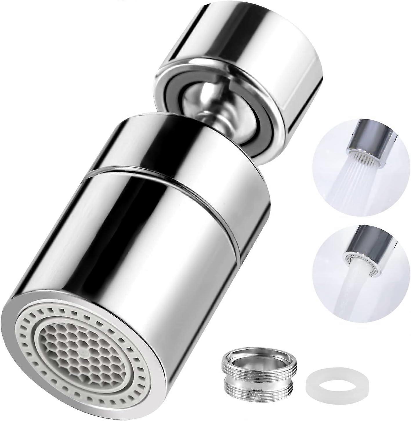 360 Swivel Faucet Aerators, M22/M24 Water Saving Faucet Aerator, 2 Modes Wide Angle Rotatable Kitchen Faucet Nozzle Chrome