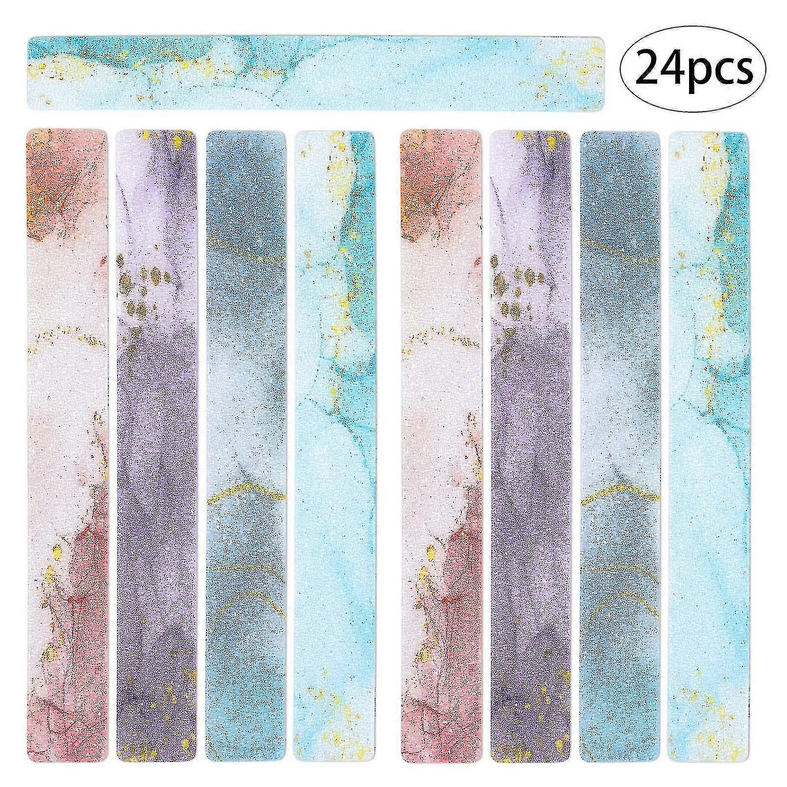 24 חתיכות של רצועת מקלחת צבעונית מונעת החלקה