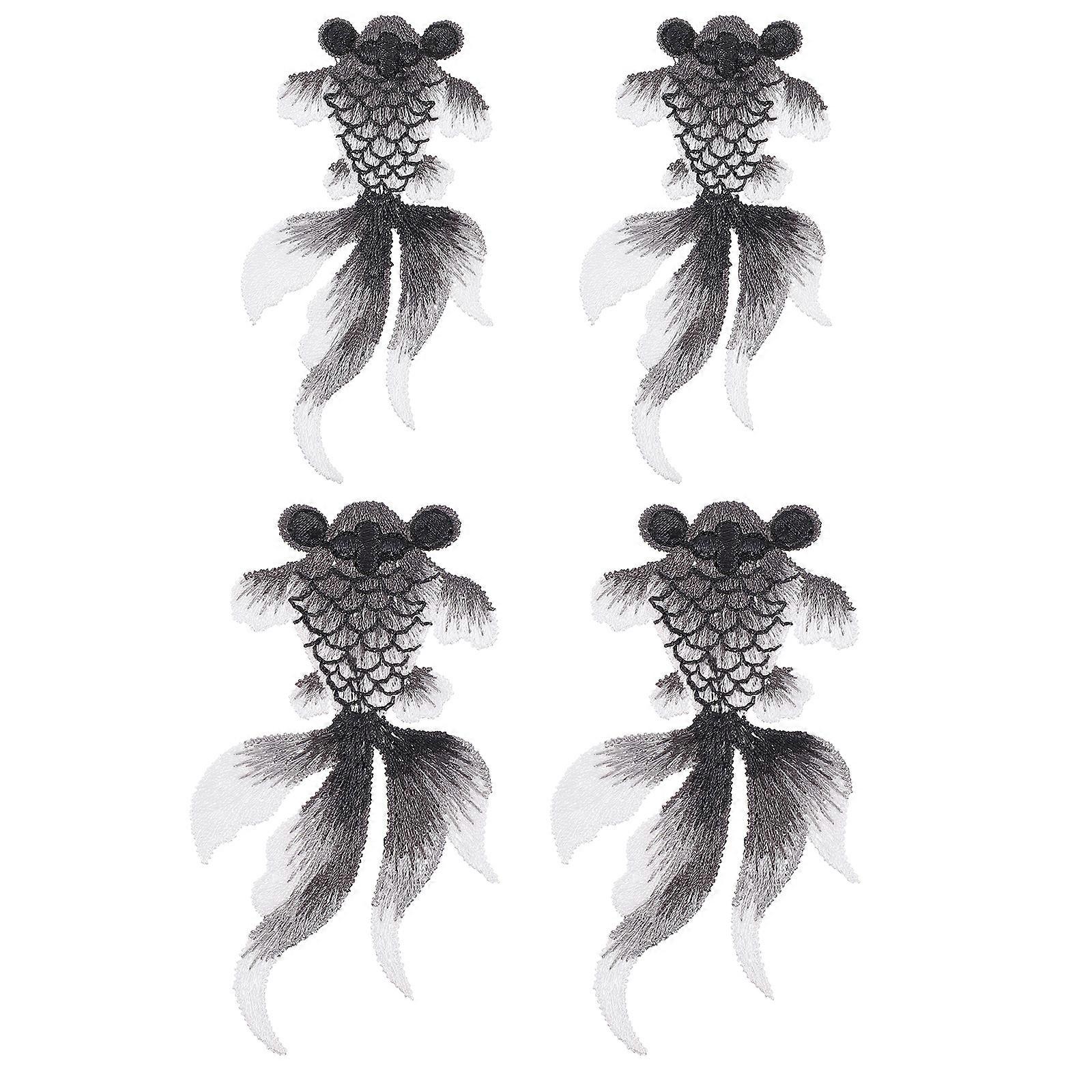 4 stuks geborduurde Patches goudvis Design kleding Patches DIY kleding Decor