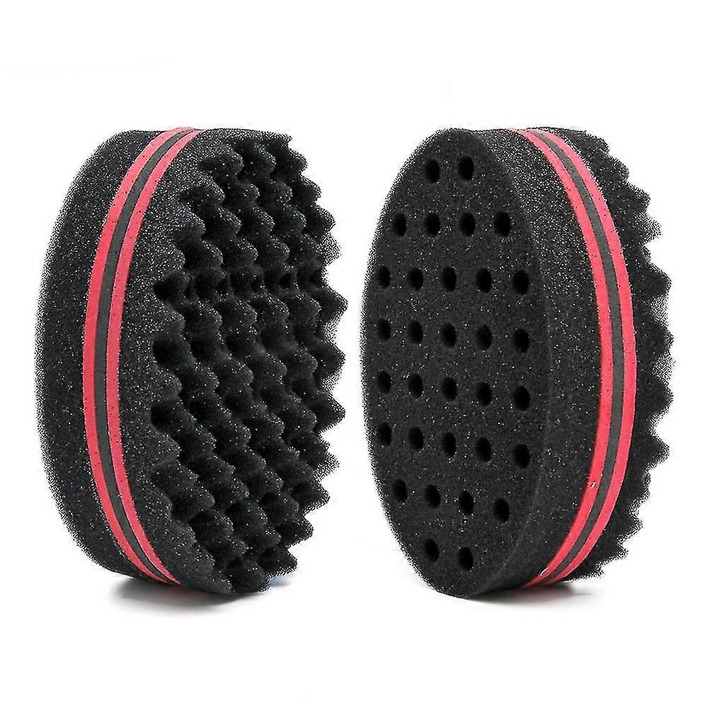 Esponjas para el cabello, Magic Barber Twist Curl Brush Sponge (2pcs, Negro)