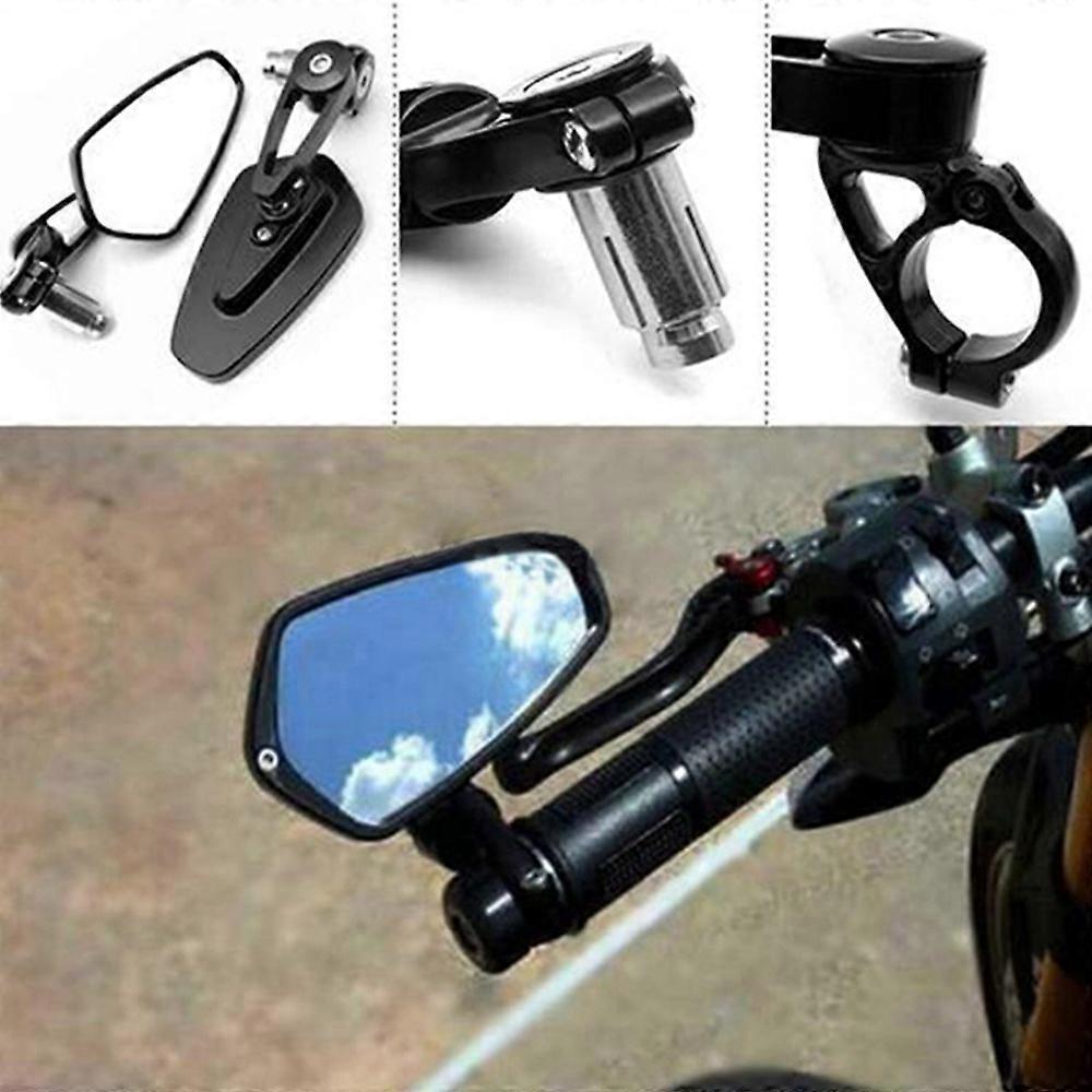 Universal Motorcycle Handlebar Mirror, Rearview Mirror Universal Reflector (Black) (2pcs)