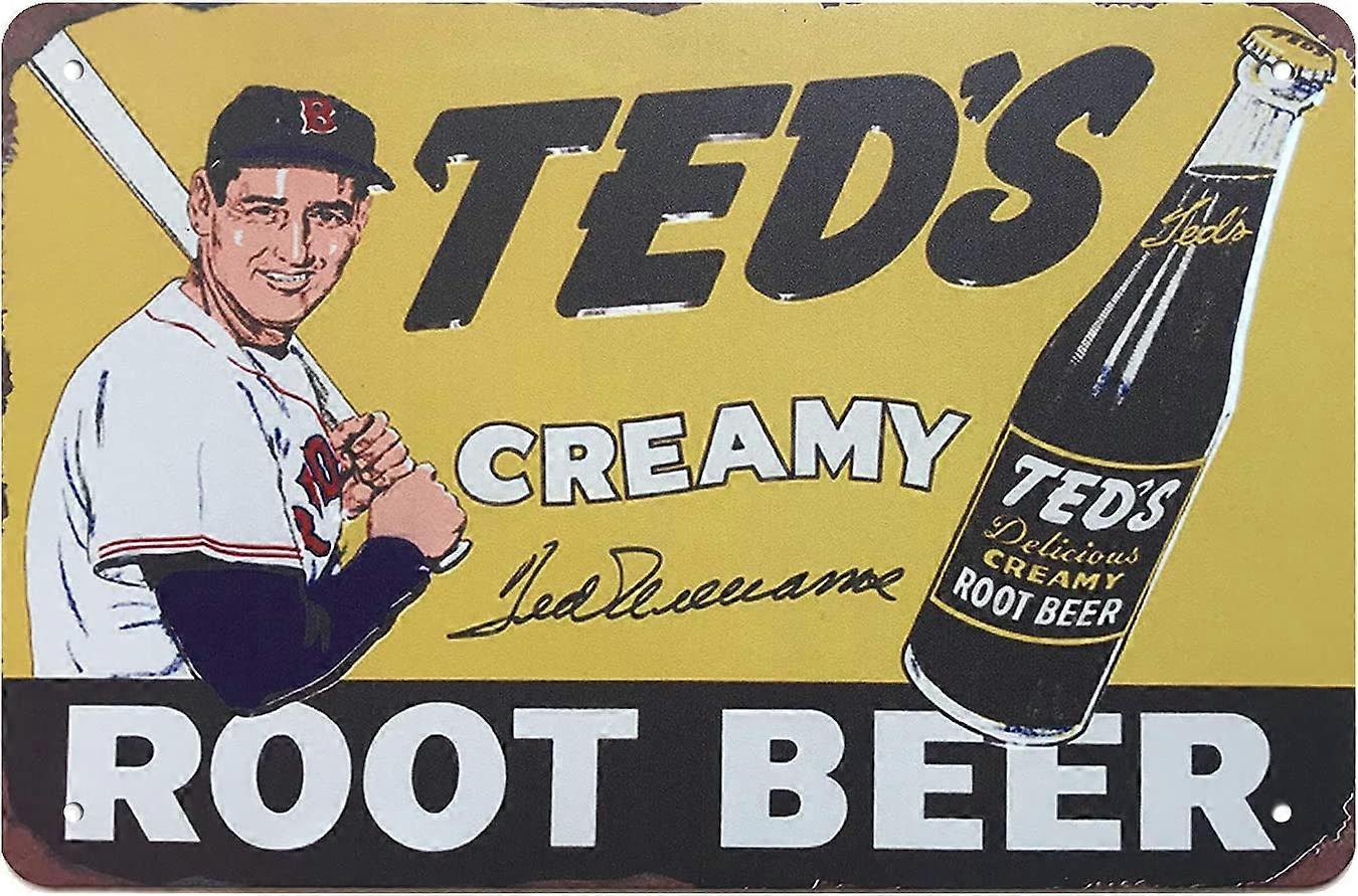 WLeR-Placa de Metal Vintage Ted Williams para Ted Root Beer Decoração de Parede Personalizada 8 polegadas X 12 polegadas (20cmX30cm)