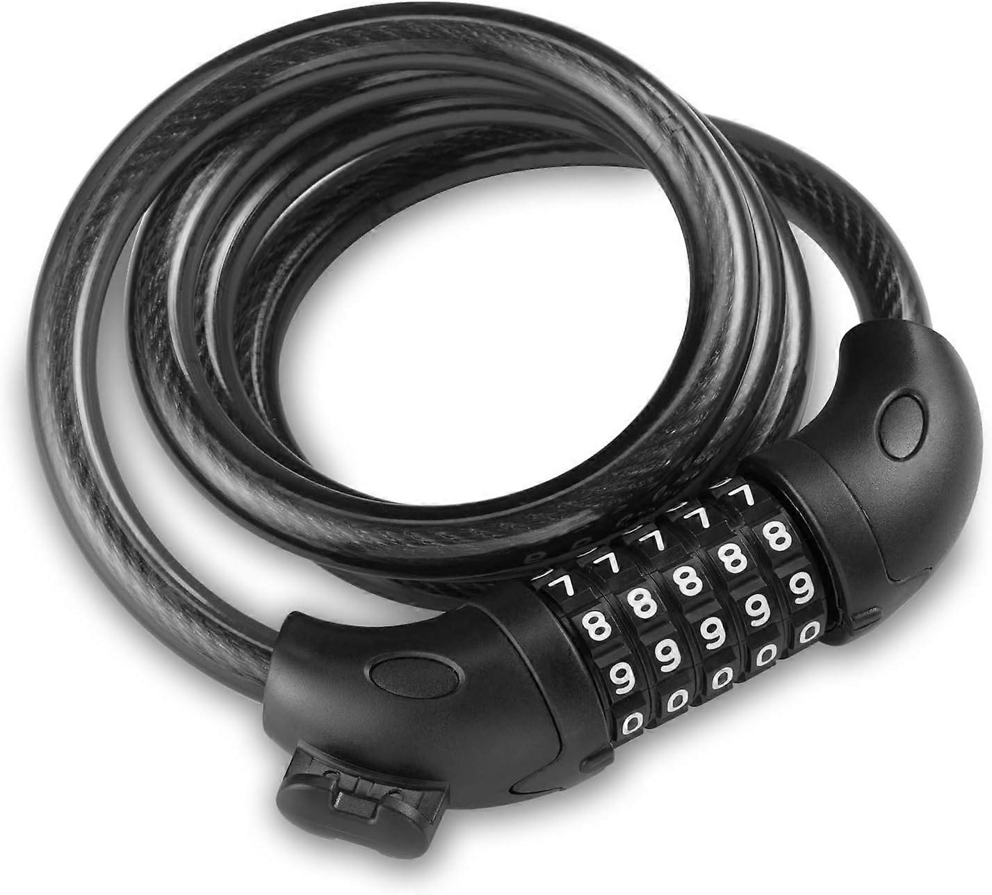Bike Lock with 5-Digit Code, 1.2m/4ft Bicycle Lock Combination Cable Lock Lightweight & Security Bike Chain Lock for Bicycle
